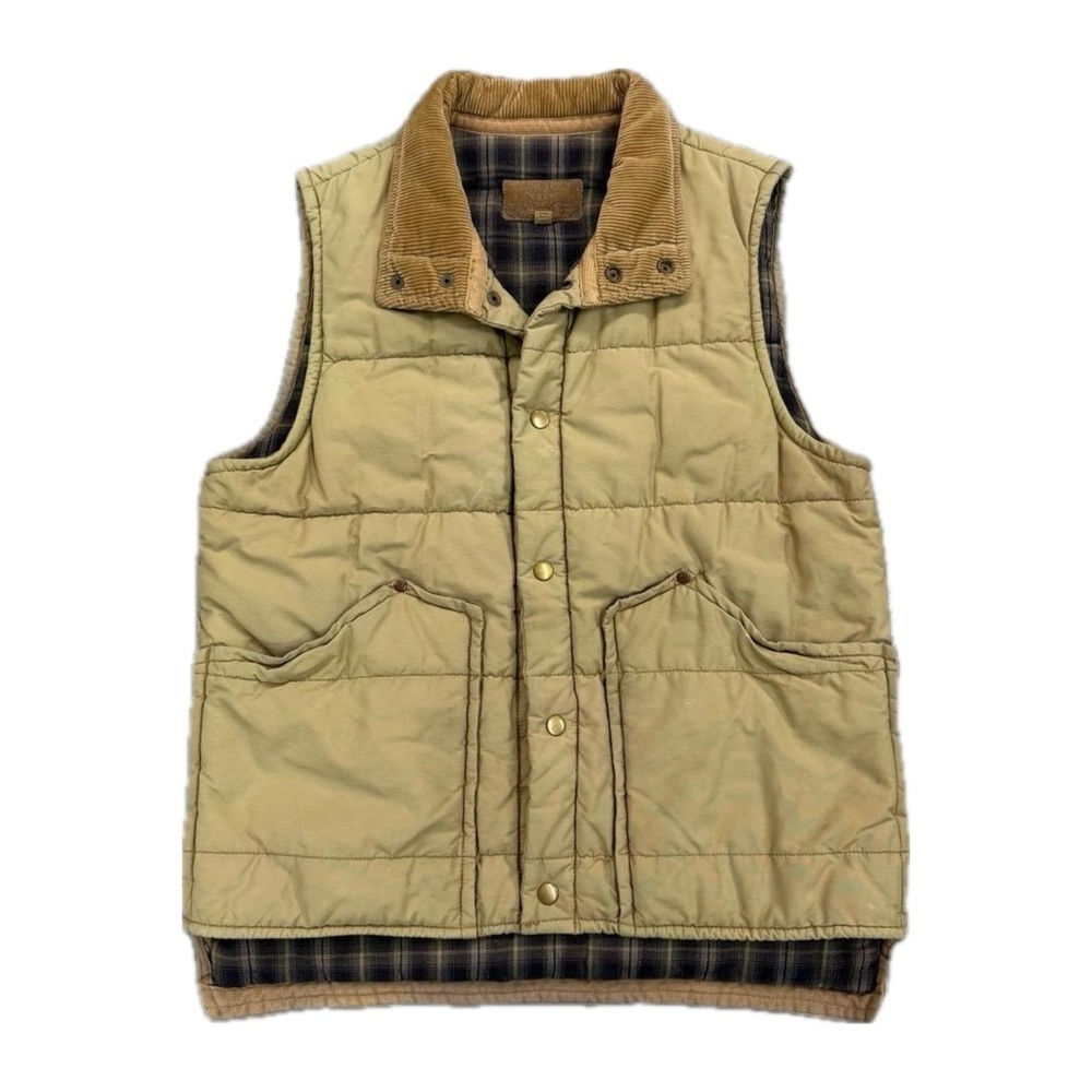 Vintage 90s Old Navy Corduroy Plaid Lined Puffer Vest - M